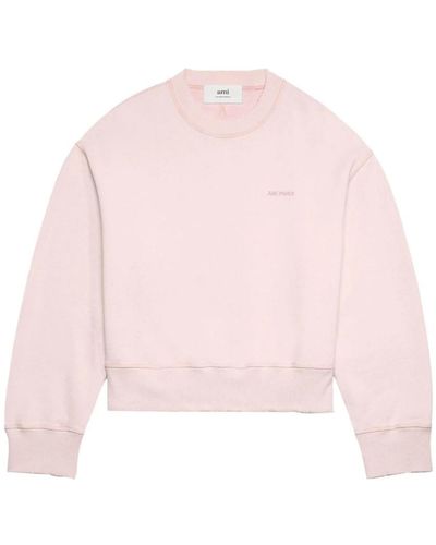Ami Paris Rosa baumwoll-sweatshirt mit logo - Pink