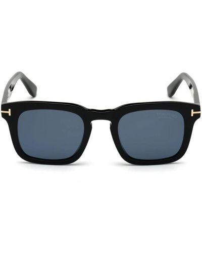 Tom Ford Matt schwarz quadratische sonnenbrille - Blau