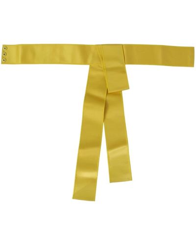 Dolce & Gabbana Yellow Wide Snap Button Closure Silk Belt