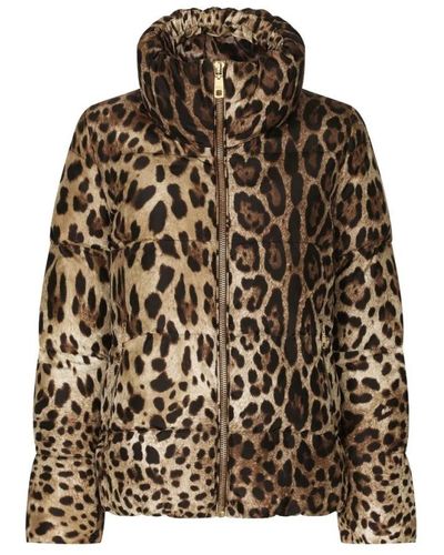 Dolce & Gabbana Gefütterte Jacke mit Leoparden-Print - Braun