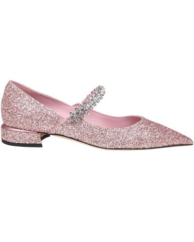 Jimmy Choo Glitzernde rosa ballerina sandalen - Pink