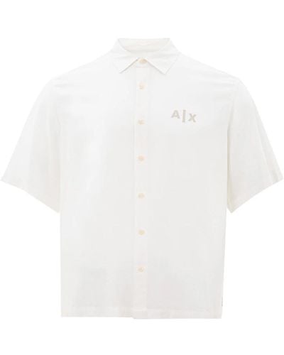 Armani Exchange Short Sleeve Shirts - White