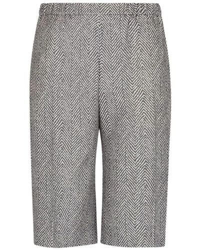 Emporio Armani Shorts blancos de herringbone con cintura elástica - Gris