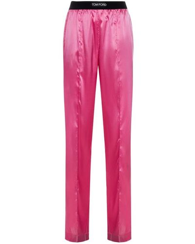 Tom Ford Pantaloni da pigiama in seta rosa satinata
