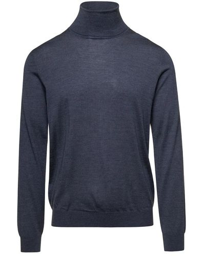 Laneus Lussuoso maglione grigio a collo alto - Blu