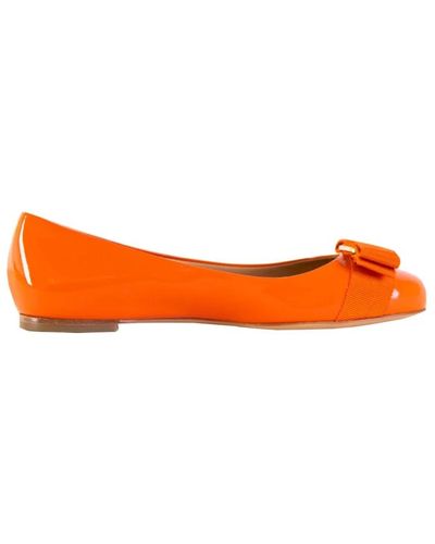 Ferragamo Leder Ballerinas - Orange