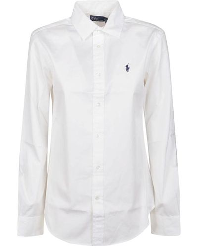 Ralph Lauren Weiße button-front-shirt,logo-besticktes hemd