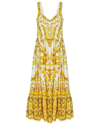 Dolce & Gabbana Kleid mit 'majolika'-print - Gelb