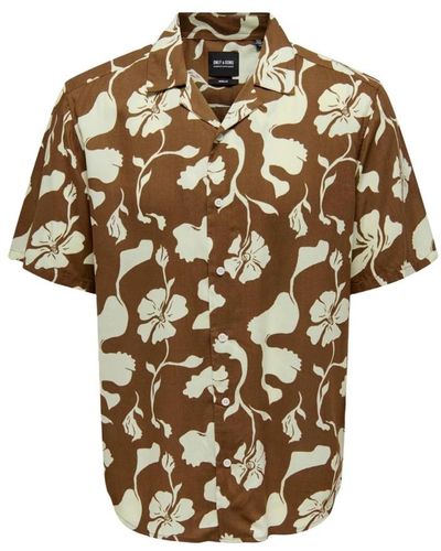 Only & Sons Short Sleeve Shirts - Brown