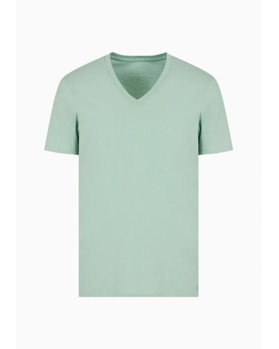 Armani Exchange Pima baumwolle v-ausschnitt t-shirt grün