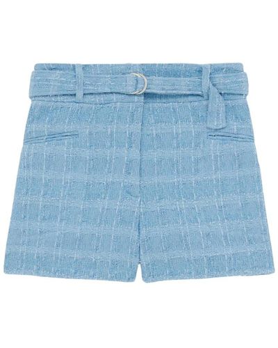 IRO Tweed lurex high waist shorts - Blau
