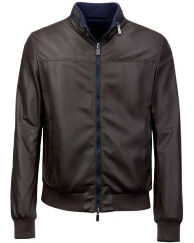 Gimo's Reversible leather bomber jacket - Nero