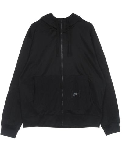 Nike Fleece-hoodie mit durchgehendem reißverschluss - Schwarz