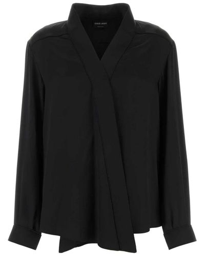 Giorgio Armani Seidenschal kragen schwarzes hemd