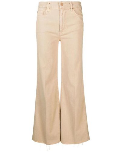 Mother Wide Trousers - Natural