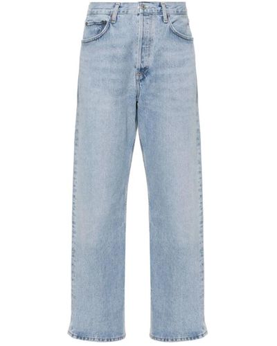 Agolde Stonewashed straight-leg jeans mit metall-details - Blau