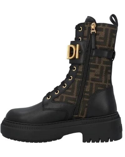 Fendi Lace-Up Boots - Black