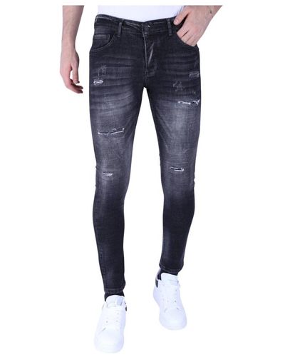 Local Fanatic Stonewash jeans slim fit für männer mit rissen - 1096 - Blau
