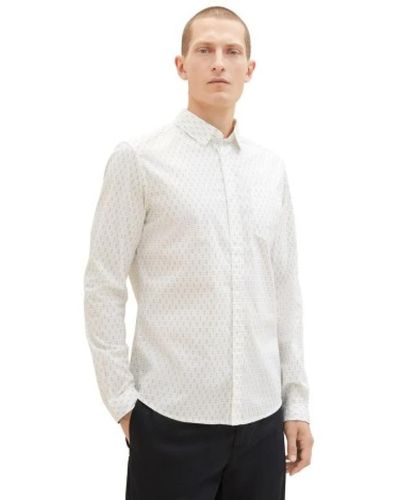 Tom Tailor Camicia elasticizzata da uomo - Bianco