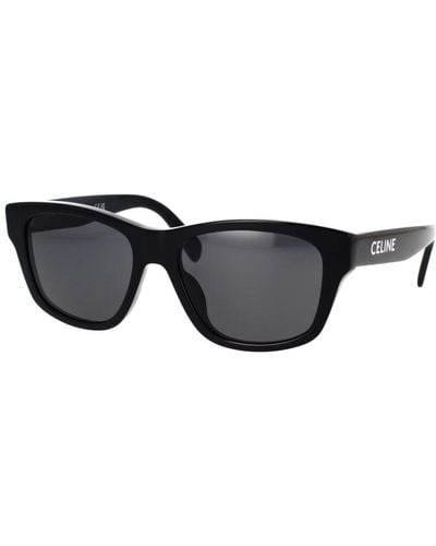 Celine Geometrische sonnenbrille mit grauen gläsern und ikonischem logo - Schwarz