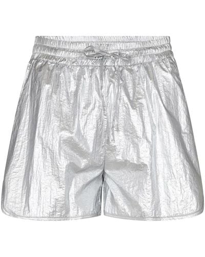 co'couture Metallische Shorts mit elastischem Bund - Grau