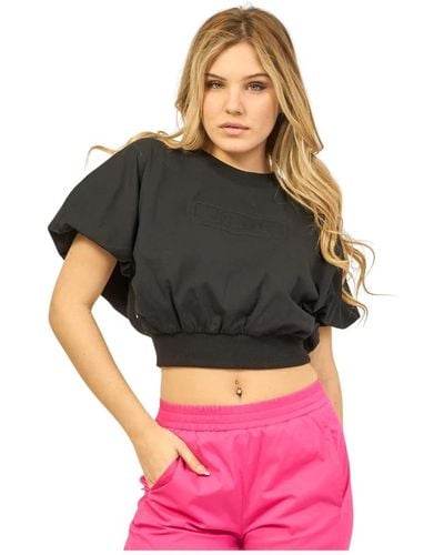 Jijil Camiseta crop de algodón negro con logo