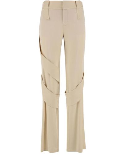 Blumarine Pantalones de satén con detalle de correa - Neutro