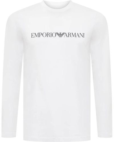 Emporio Armani Bedrucktes logo langarm t-shirt - Weiß