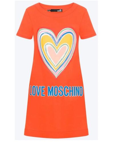 Love Moschino Abito donna con applicazione cuore - Arancione