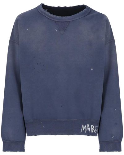 Maison Margiela Blaues crewneck sweatshirt mit logo