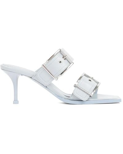 Alexander McQueen Primavera azul plata sandalias de cuero - Blanco