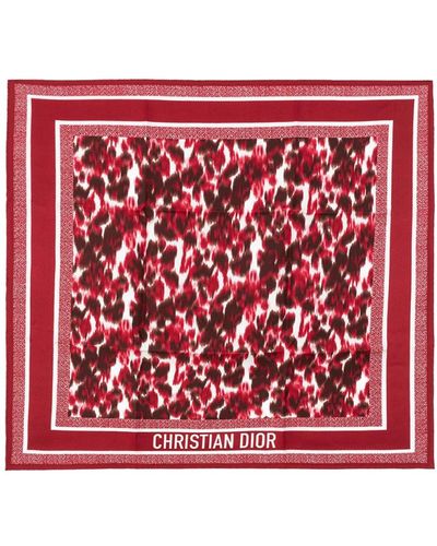 Dior Sciarpa in seta stampata animalier rossa - Rosso