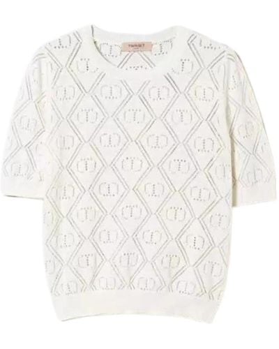 Twin Set T-shirt in maglia - Bianco