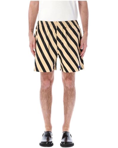 Bode Domino stripe shorts in ecru schwarz - Natur
