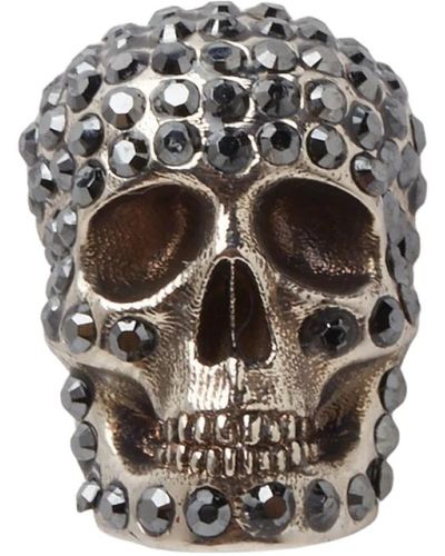 Alexander McQueen Pave Skull Pin - Grau
