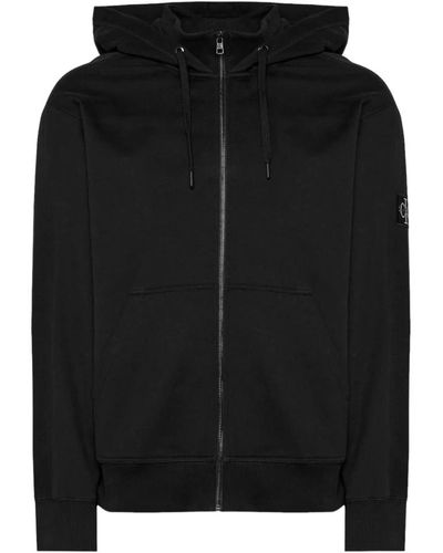 Calvin Klein Schwarzer hoodie mit durchgehendem reißverschluss