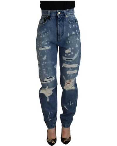 Dolce & Gabbana Jeans skinny a vita alta strappati blu