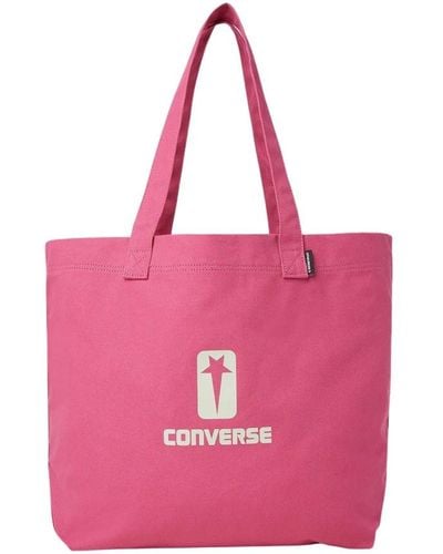 Rick Owens Logo print baumwoll-canvas tote bag - Pink