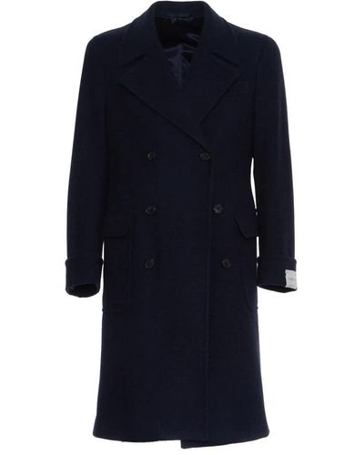Caruso Double-Breasted Coats - Blue