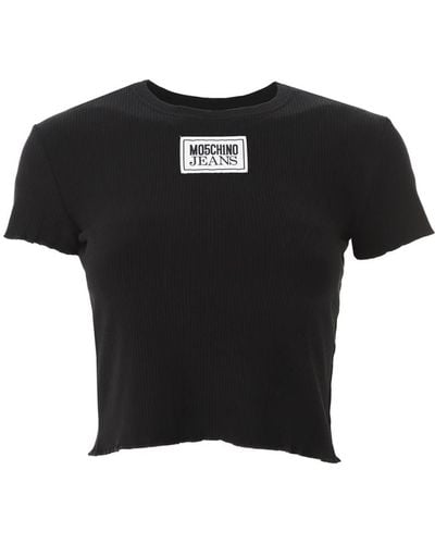 Moschino Logo patch cropped t-shirt - Schwarz