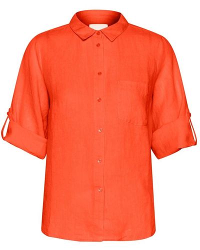 Part Two Blusa in lino rosso mandarino - Arancione