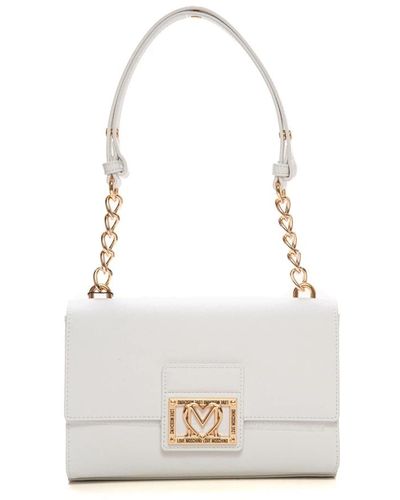 Love Moschino Stilvolle schultertasche mit verdeckter knopfleiste,stilvolle schultertasche mit verdeckter knopfleiste - Weiß