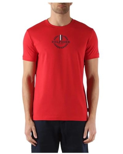 Tommy Hilfiger T-shirt slim fit in cotone con logo - Rosso