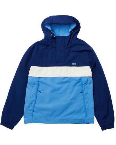 Lacoste Anorak giacca a sacco con cappuccio colourblock - Blu