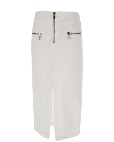 Dondup Falda blanca de algodón cierre cremallera bolsillos - Blanco