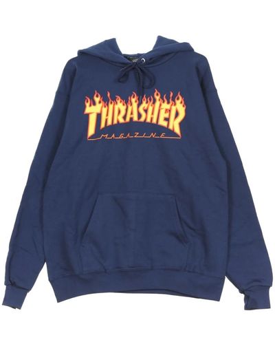 Thrasher Flammenhaube Hauben-Sweatshirt - Blau