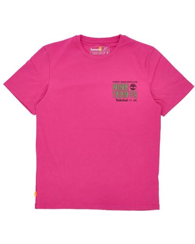 Timberland T-shirt mit grafik auf der rückseite - Pink
