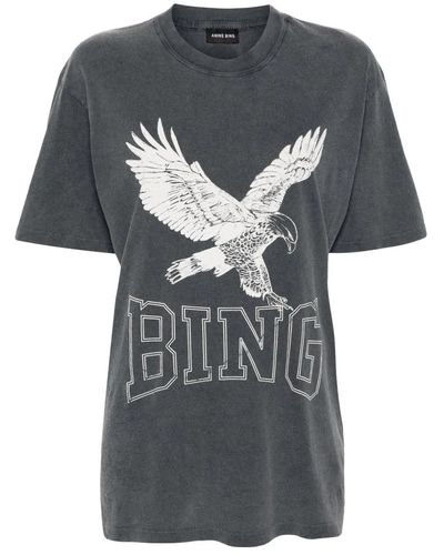 Anine Bing Schwarzes lili retron eagle t-shirt - Grau