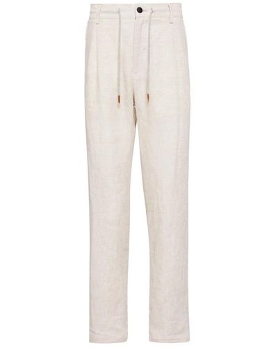 Eleventy Straight Trousers - Natural