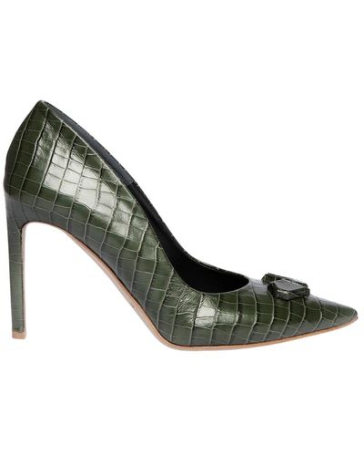 Roberto Del Carlo Zapatos de tacón refinados de piel con efecto cocodrilo - Verde
